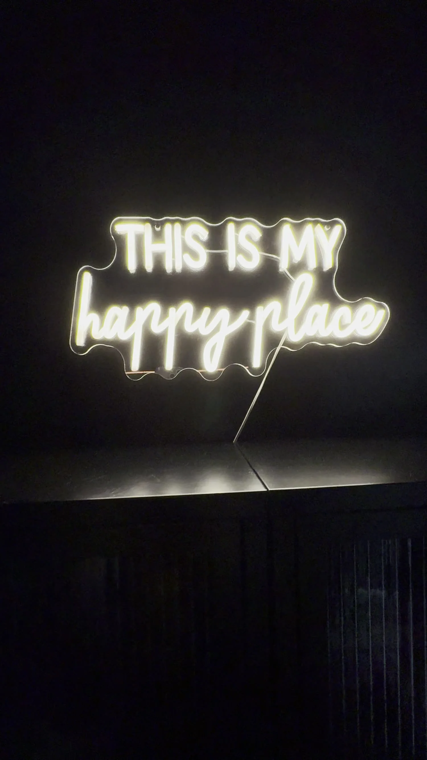 Neon sign in the wash house: this is my happy place